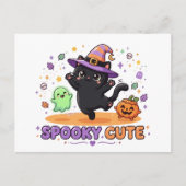 かわいい黒猫の魔女 ハロウィン ポストカード (正面)