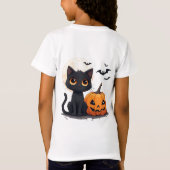 かわいい黒猫の魔法のハロウィンテーマ 🎃 Tシャツ (裏面)