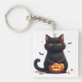 かわいい黒猫の魔法ハロウィンテーマ 🎃 キーホルダー