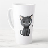 かわいい黒猫の鳴き声 カフェラテマグ (左アングル)