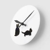 かわいい黒猫アート ラウンド壁時計 (傾斜)