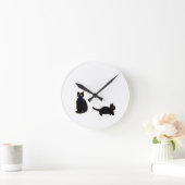 かわいい黒猫アート ラウンド壁時計 (ホーム)
