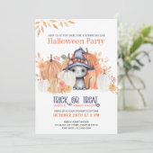 かわいい黒猫インウィッチハットキッズハローウィンパーティ 招待状 (スタンド正面)