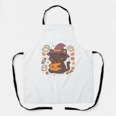 かわいい黒猫ウィッチハット – かわいいハロウィーンA エプロン (正面)