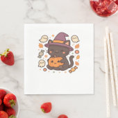 かわいい黒猫ウィッチハット – かわいいハロウィーンA スタンダードランチョンナプキン (インサイチュ)