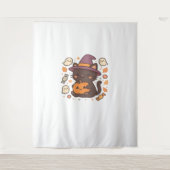 かわいい黒猫ウィッチハット – かわいいハロウィーンA タペストリー (正面)