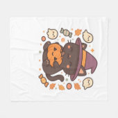 かわいい黒猫ウィッチハット – かわいいハロウィーンA フリースブランケット (正面(横))