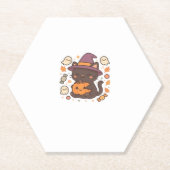 かわいい黒猫ウィッチハット – かわいいハロウィーンA ペーパーコースター (正面)