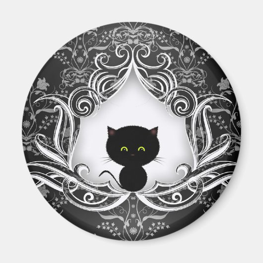 かわいい黒猫オンダマスク マグネット (正面)