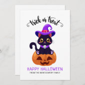 かわいい黒猫カスタムハロウィンカード シーズンカード (正面/裏面)