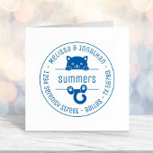 かわいい黒猫カップル家族ラウンドアドレス セルフインキングスタンプ