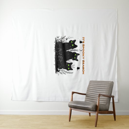 かわいい黒猫カボチャ可愛感じいハロウィンD タペストリー (インサイチュ(横))
