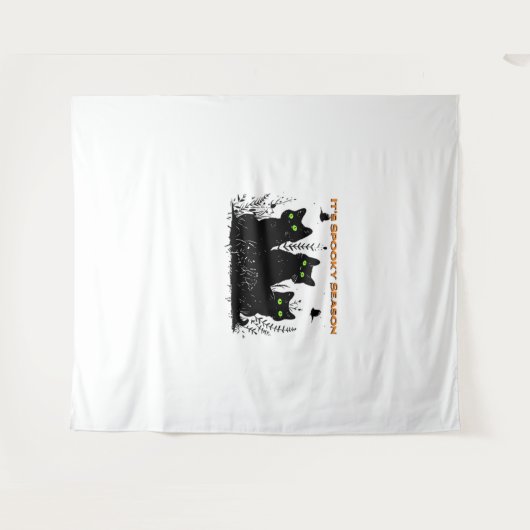 かわいい黒猫カボチャ可愛感じいハロウィンD タペストリー (正面(横))