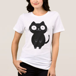 かわいい黒猫キュートシンプルねこデザイン トライブレンドＴシャツ
