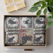 かわいい黒猫クリスマスコラージュfor猫好き 薄葉紙 (ギフト)