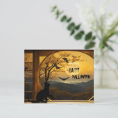 かわいい黒猫コウモリハロウィン写真 シーズンカード (スタンド正面)