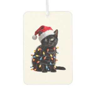 かわいい黒猫サンタクリスマスライトニャーニャーキティK カーエアーフレッシュナー