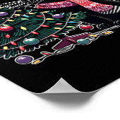 かわいい黒猫サンタハットクリスマスツリーXma ポスター (角)