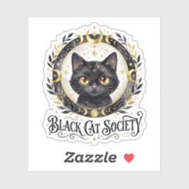 かわいい黒猫サークル魔法使いハロウィンステッカー シール