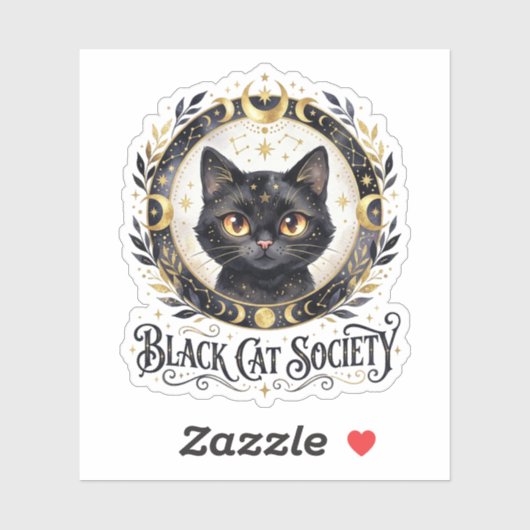 かわいい黒猫サークル魔法使いハロウィンステッカー シール (シート)