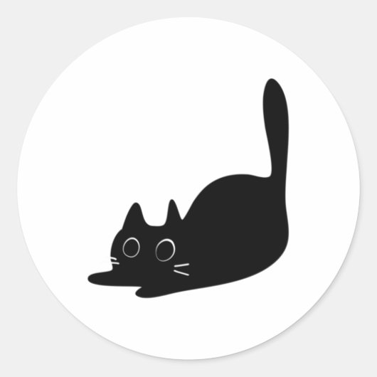かわいい黒猫ステッカー ラウンドシール (正面)