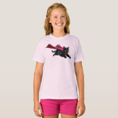 かわいい黒猫スーパーヒーロー キッズTシャツ Tシャツ (正面フル)