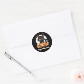 かわいい黒猫ハロウィンステッカー | かわいい ラウンドシール (封筒)