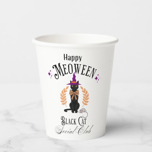 かわいい黒猫ハロウィンソーシャルクラブ紙カップ 紙コップ (正面)