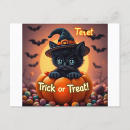 かわいい黒猫ハロウィンハガキ シーズンポストカード