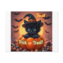 かわいい黒猫ハロウィンハガキ