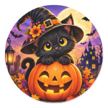 かわいい黒猫ハロウィンパンプキン魔女帽子