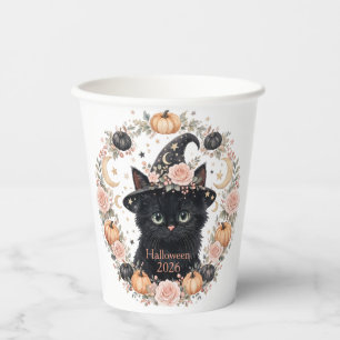 かわいい黒猫ハロウィンペーパー 紙コップ