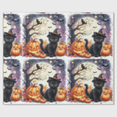 かわいい黒猫ハロウィンラッピングペーパー ラッピングペーパー (フラット)