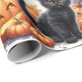 かわいい黒猫ハロウィンラッピングペーパー ラッピングペーパー (ロールコーナー)