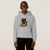 かわいい黒猫ハロウィン可愛い猫Tシャツ (正面フル)