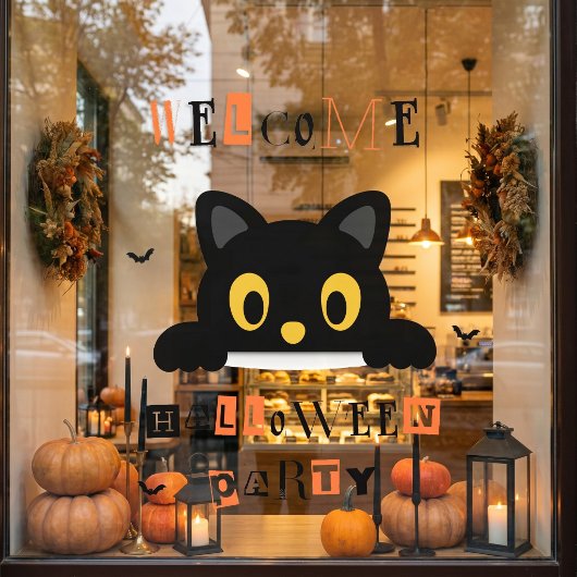 かわいい黒猫ハロウィン ウィンドウサイン