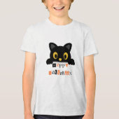 かわいい黒猫ハロウィン トライブレンドＴシャツ (正面)