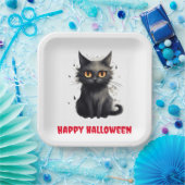 かわいい黒猫ハロウィン ペーパープレート (パーティー)