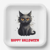 かわいい黒猫ハロウィン ペーパープレート (正面)