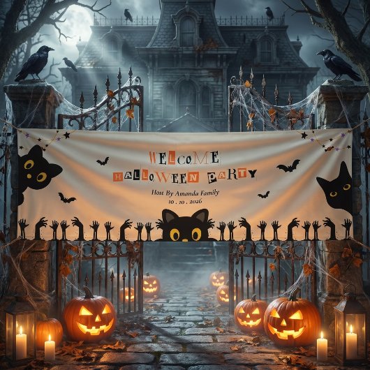 かわいい黒猫ハロウィン 横断幕