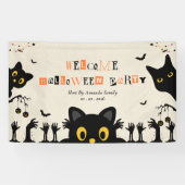かわいい黒猫ハロウィン 横断幕 (横)