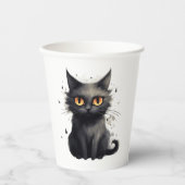 かわいい黒猫ハロウィン 紙コップ (正面)