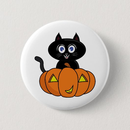 かわいい黒猫ハロウィン 缶バッジ (正面)