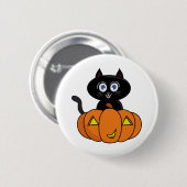 かわいい黒猫ハロウィン 缶バッジ (正面&裏面)