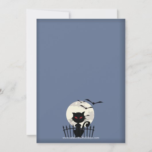 かわいい黒猫ハロウィーンの衣装パーティの招待状 招待状 (裏面)