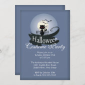 かわいい黒猫ハロウィーンの衣装パーティの招待状 招待状 (正面/裏面)