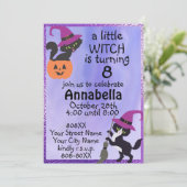 かわいい黒猫ハロウィーンの誕生会 招待状 (スタンド正面)