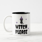 かわいい黒猫ハロウィーンの魔女お願い ツートーンマグカップ (左)