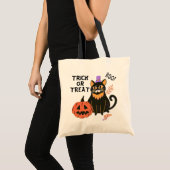 かわいい黒猫ハロウィーントリックまたはトリート トートバッグ (正面(商品))