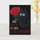 かわいい黒猫バレンタインデーのローズ カード (黄色い花)